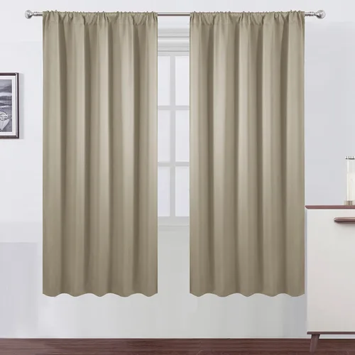 Miniatura 88 de LEMOMO Cortinas opacas negras para cocina, 42 x 45 pulgadas, juego de 2 paneles de cortinas opacas con bolsillo para cortinero para ventana pequeña