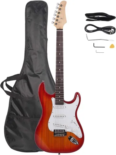Miniatura 13 de Guitarra eléctrica de diapasón de palisandro de 39 pulgadas, kit de guitarra eléctrica para principiantes de cuerpo sólido de tamaño completo