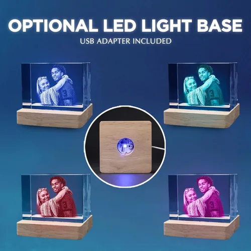 Miniatura 6 de Foto de cristal 3D personalizada Regalo de imagen de vidrio grabado con láser personalizado para papá, mamá, esposa, él, ella Ideal para boda