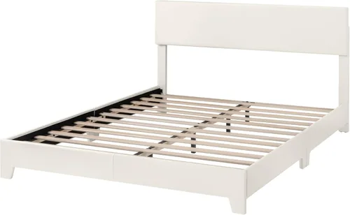 Miniatura 8 de Allewie - Base de cama tamaño queen con cabecera ajustable, cama de plataforma de piel sintética con listones de madera, base de colchón resistente