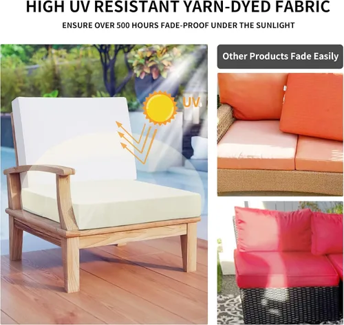 Miniatura 4 de Easy-Going - Paquete de 4 fundas de cojín impermeables para patio, de 24x22x4 pulgadas, fundas de repuesto antideslizantes para asientos al aire