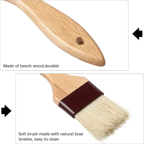 Miniatura 3 de Boao 4 cepillos de pastelería, cepillo de cerdas naturales para cocinar y hornear, cepillos de barbacoa para mantequilla, tostador, aceite, huevo