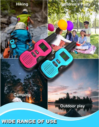 Miniatura 6 de Walkie Talkies para niños recargables paquete de 2: Walkie-Talkies para niños - Walky Talky para niños - Largo alcance al aire libre, caminatas