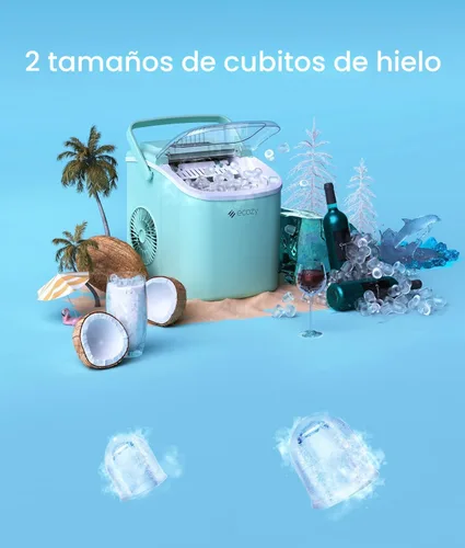 Miniatura 4 de ecozy Máquina de hielo portátil para encimera, 9 cubos listos en 6 minutos, 26 libras en 24 horas, máquina autolimpiante con bolsas de hielo/cuchara
