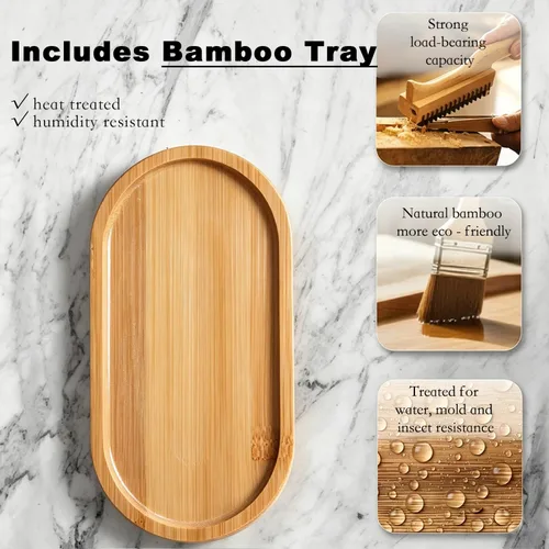 Miniatura 4 de Dispensador de jabón para platos ámbar de 18 onzas para cocina, juego de dispensador de jabón de vidrio ultra grueso con bandeja, bomba, embudo