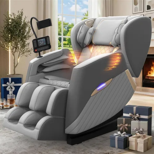 Miniatura 8 de Silla de masaje de cuerpo completo, silla de masaje de gravedad cero con 16 rodillos fijos, programa de masaje automático, masaje de pies