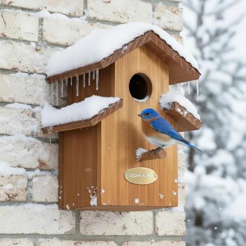 Miniatura 10 de Cedar Alpha Bluebird Casas para Pájaros para Exteriores en Liquidación – Juego de 3 Cajas Nido con Protector contra Depredadores de Acero Inoxidable
