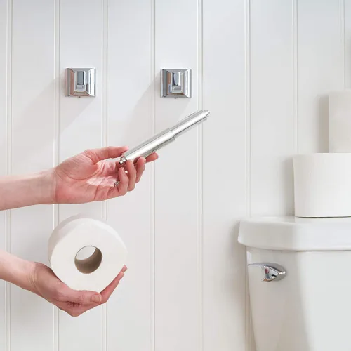Miniatura 4 de Reemplazo universal de portarollo de papel higiénico, con resorte interno, plástico cromado