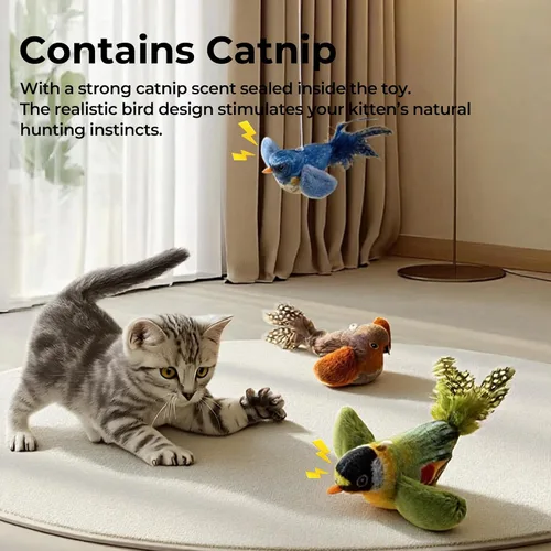 Miniatura 2 de Paquete de 2 juguetes para gatos con hierba gatera que estimulan los instintos naturales de caza de los gatos de interior, juguete interactivo