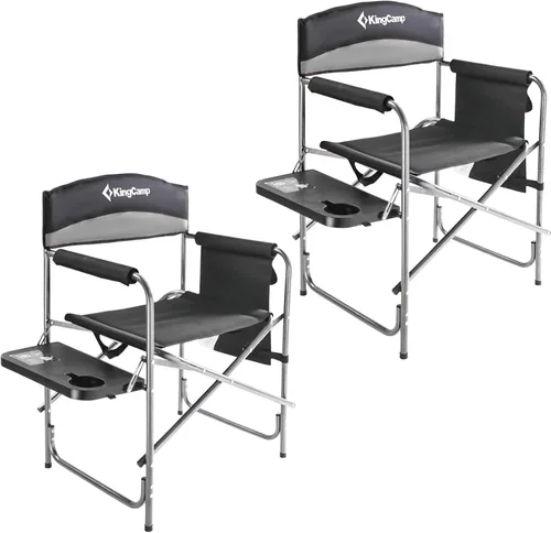 Miniatura 8 de KingCamp silla de director plegable de campamento, silla con asiento acolchado de gran tamaño con mesa y bolsillos laterales, soporta 396 libras