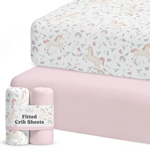Miniatura 24 de Sábanas de cuna neutrales – Sábanas bajeras para cuna de bebé niña y niño – Paquete de 2 colchones estándar y niños pequeños – Mezcla de algodón