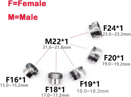 Miniatura 3 de 2 adaptadores de grifo de metal, conector aireador de grifo de latón, conector de grifo de cocina de metal sólido (0.630 in hembra - 0.866 in macho)