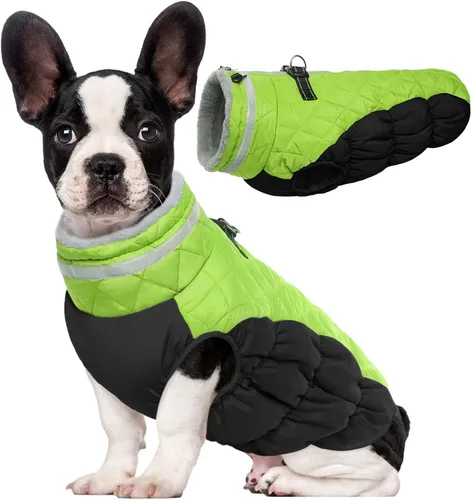 Lelepet Abrigo cálido para perro, abrigo de invierno para perro, chaqueta impermeable para perros con arnés integrado reflectante para mascotas, Lima