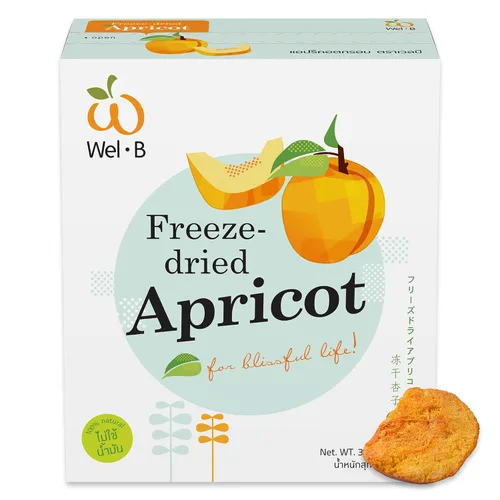 Wel-B Bocadillos de frutas liofilizadas, albaricoques frescos liofilizados para obtener una textura saludable y crujiente mientras conservan el
