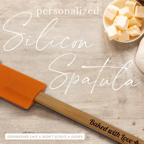 Miniatura 2 de Espátula de cocina de silicona grabada, para hornear, cocinar, chef, cocina, regalo (naranja)