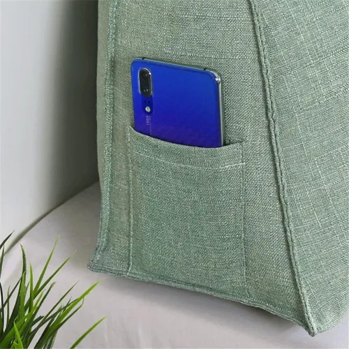 Miniatura 5 de Almohada triangular grande para cabecero de cuña de algodón suave y lino para sentarse en la cama, soporte de posicionamiento trasero, almohadas