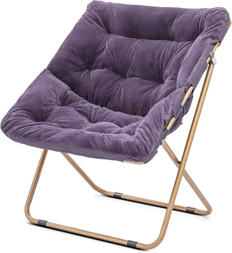 Miniatura 85 de Cómoda silla con platillo, silla de sala de estar, silla plegable acolchada suave de piel sintética, cómoda silla cuadrada de luna para sala