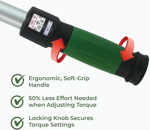 Miniatura 4 de Llave dinamométrica estilo clic - Transmisión de ½" 50 - 250 ft. lbs. (70-340 n.m) Llave de carraca con dado de 45 dientes para juego