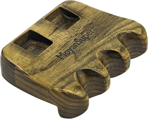 Miniatura 12 de Wood Pool Cue Holder Non-Slip Silicone Base Solid Wooden Construction Holds 2/3/4/5 Cues Weighted Metal Inside for Stability Billiard Accessory