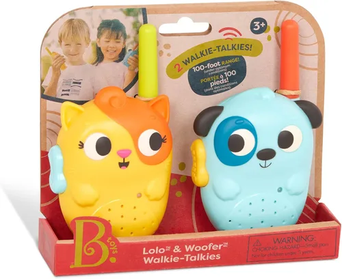 Miniatura 6 de B. toys – Lolo & Woofer Walkie – Talkies – paquete de 2 Walkie Talkies – Largo alcance de 100 pies – Juguetes para niños pequeños, niños – 3+ años
