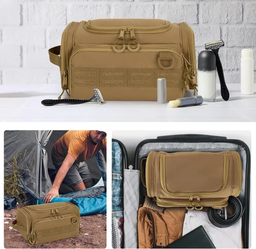 Miniatura 5 de Neceser táctico para hombres, bolsa de higiene colgante, kit organizador de viaje para afeitarse, artículos esenciales de ducha y artículos de aseo