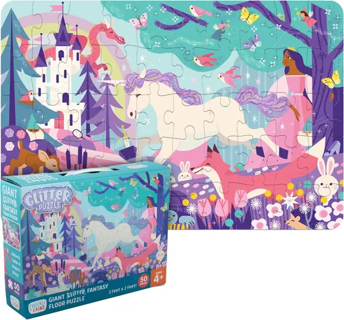 Miniatura 13 de Chuckle & Roar Rompecabezas de piso jumbo de dinosaurio – 50 piezas, 24 x 36 pulgadas, edades de 4 a 6 años – Rompecabezas para niños que brilla