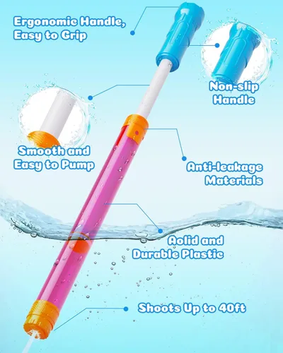 Miniatura 5 de Pistola de agua para niños y adultos: disparar hasta 40 pies - Pistolas de agua Super Blaster al aire libre para niños de 3-4-5-8-12 años