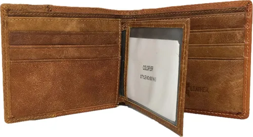 Miniatura 3 de Western - Cartera corta de cuero para hombre de cuerno largo con herramientas florales, MarrónRojo, Billetera plegable