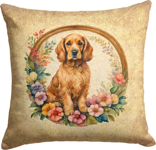 Miniatura 152 de Caroline's Treasures DAC2072PW1414 Affenpinscher and Flowers - Almohada decorativa de tela, lavable a máquina, para interiores y exteriores