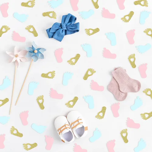 Miniatura 4 de Huella de confeti para baby shower para revelación de género, decoración de mesa de fiesta, regalo de fiesta de género para bebé, caja