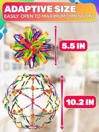 Miniatura 2 de Bola de respiración expandible para aliviar el estrés, esfera de bola expandible de 5.5 a 10.2 pulgadas con bordes lisos y diseño colorido, juguete