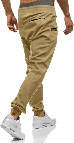 Miniatura 2 de JMIERR Pantalones deportivos de moda para hombre, pantalones cargo de sarga de algodón casuales con cordón