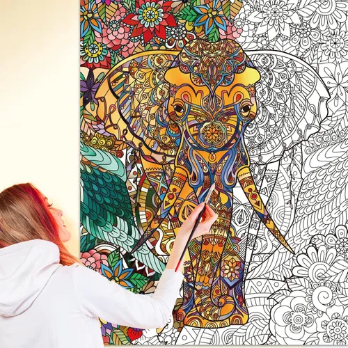 Miniatura 6 de Pósteres Gigantes de Elefante para Colorear para Niños y Adultos, Póster de Elefante para Colorear de 39.37×51.96 Pulgadas, Pósteres de Mandalas