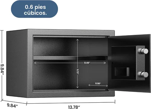 Miniatura 7 de Locksworth Caja de seguridad para el hogar, caja de seguridad de 0.6 pies cúbicos, caja de seguridad digital para dinero, joyas, documentos y armas