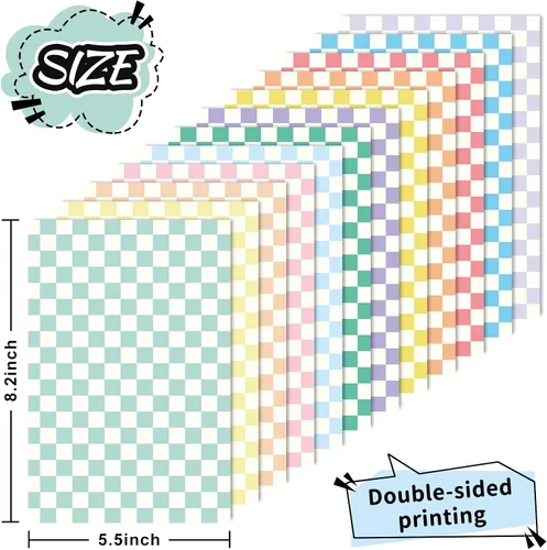 Miniatura 2 de FYSUIMU 60 hojas de papel de patrón a cuadros A5 pastel tablero de ajedrez, álbum de recortes, papel especial a cuadros de doble cara
