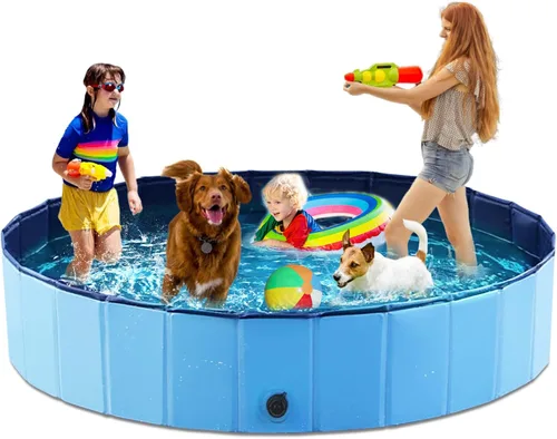 Miniatura 23 de Jasonwell Piscina plegable para perros y mascotas, piscina plegable para mascotas, bañera para niños, piscina para cachorros, perros pequeños, Mdf