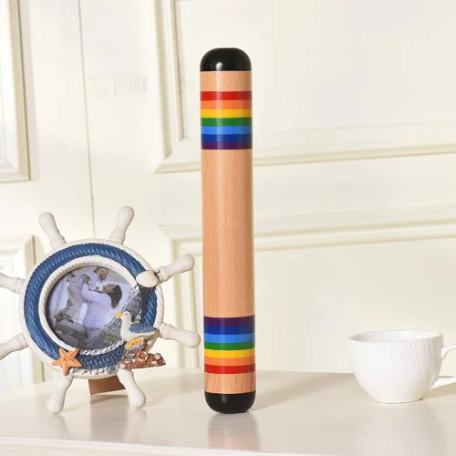 Miniatura 7 de TDOCK Palo de lluvia de 13.8 pulgadas, máquina de lluvia de madera, sonajero, tubo de lluvia, instrumento de desarrollo auditivo sensorial musical