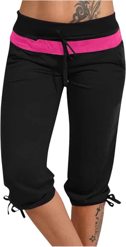 Miniatura 52 de Pantalones capri para mujer, estilo casual, de verano, elásticos, de cintura alta, pantalones de yoga, ajuste atlético, pantalones deportivos