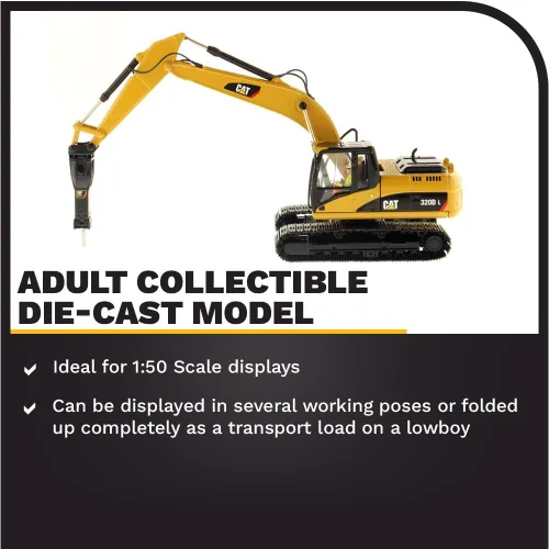 Miniatura 3 de Diecast Masters Excavadora hidráulica Caterpillar 320D L con martillo - Core Classics Series 85280C