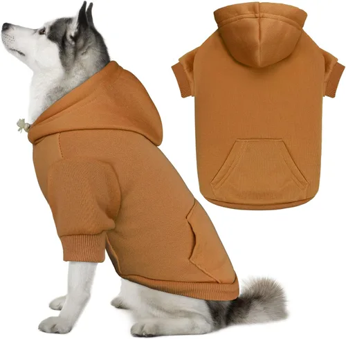 Miniatura 13 de Suéteres para perros grandes, suéter con capucha para perro de vellón cepillado suave sólido, ropa para mascotas, sudadera con capucha para mascotas