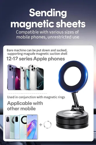 Miniatura 2 de MagSafe Soporte magnético para teléfono de automóvil, ventosa súper fuerte para tablero y parabrisas, rotación de 360°, sujeción segura para iPhone
