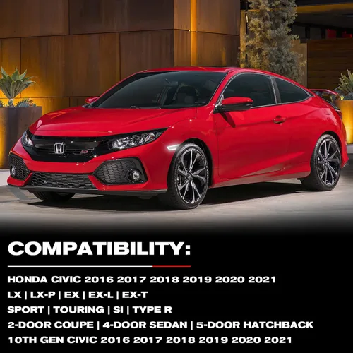 Miniatura 5 de Gempro Luces LED de posición laterales para Honda Civic Sport Si 2016-2021 Civic Coupe Sedan Hatchback señales de giro delanteras secuenciales ámbar