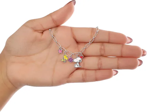 Miniatura 4 de Pulsera de abalorios ajustable para mujer Peanuts - Pulsera de abalorios de esmalte bañado en plata con Snoopy - Licencia
