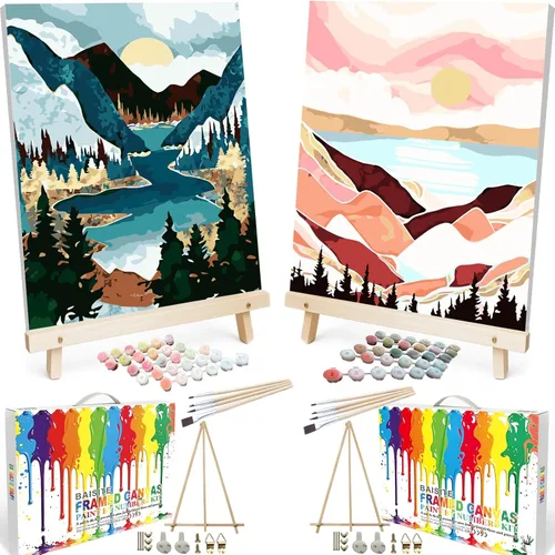 Miniatura 21 de BAISITE Kit de pintura por números para adultos principiantes, 12 pulgadas de ancho x 16 pulgadas de largo, paquete de 2 lienzos para kits