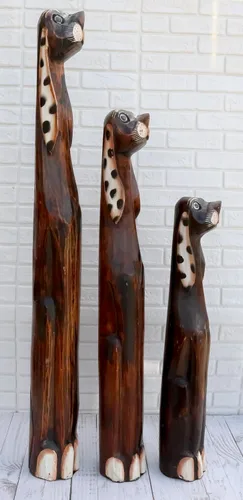 Miniatura 3 de Ebros Gift Balikraft - Juego de 3 figuras decorativas de madera tallada a mano, grandes orejas de polkadot, perro canino, familia, 38.5 pulgadas