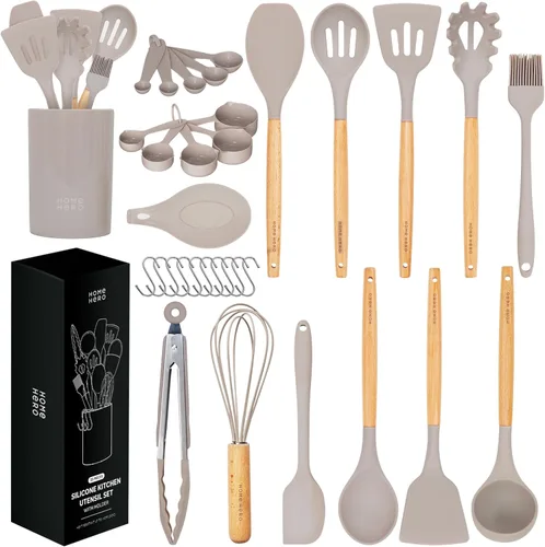 Miniatura 9 de Home Hero Juego de Utensilios de Cocina de Silicona - Herramientas Resistentes al Calor y Arañazos para Utensilios de Cocina Antiadherentes - Mangos
