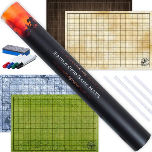 Miniatura 11 de Tidyboss DND - Paquete de expansión 3 alfombrillas de cuadrícula de juego de doble cara de 24 x 36 6 terrenos con lava, mar, bosque, cueva
