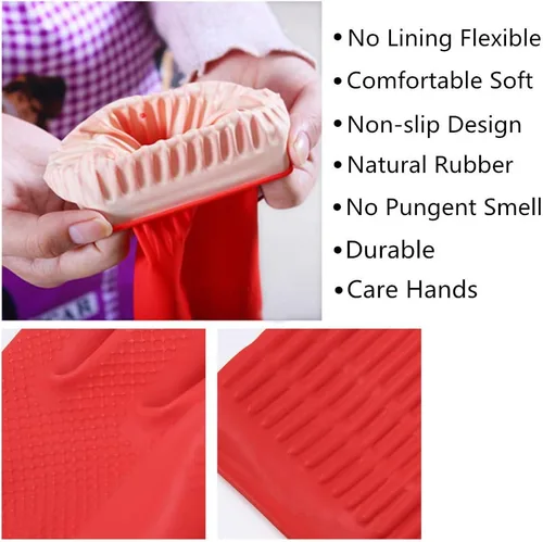 Miniatura 3 de Guantes de limpieza de goma para cocina, guantes para lavar platos, 3 pares, impermeables y reutilizables. (L)