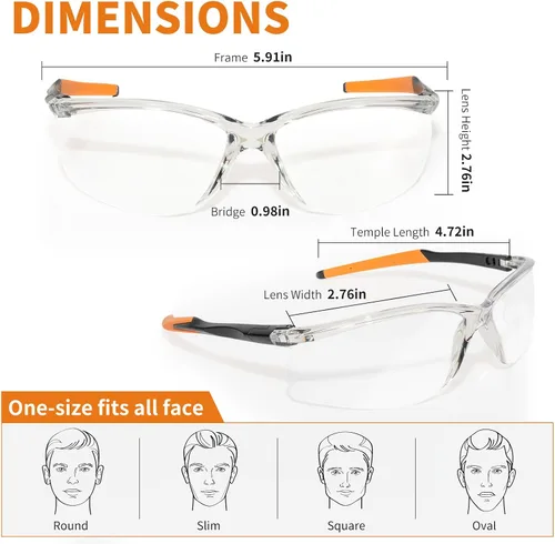 Miniatura 6 de VICOGARD - Paquete de 2 lentes de seguridad transparentes de alta calidad para hombres y mujeres con lentes envolventes antivaho y resistentes a