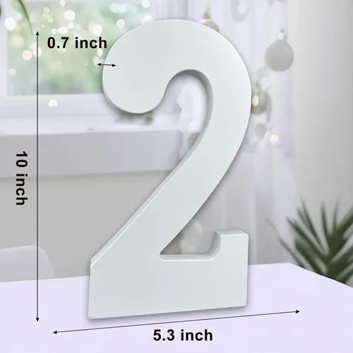 Miniatura 2 de AOCEAN Números de madera blanca de 10 pulgadas, número de madera sin terminar para pared, números decorativos de pie, rebanadas, decoración de Dos